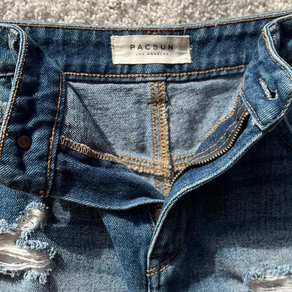 Pacsun Los Angeles High Rise Festival Denim Jean Shorts SIZE 28 distressed - Picture 4 of 6